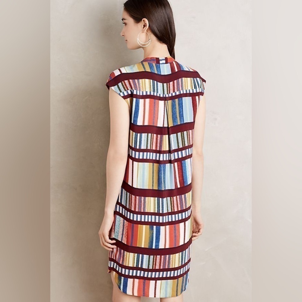Maeve By Anthropology Red And Blue Midi Dress Size 0 - Picture 3 of 12
